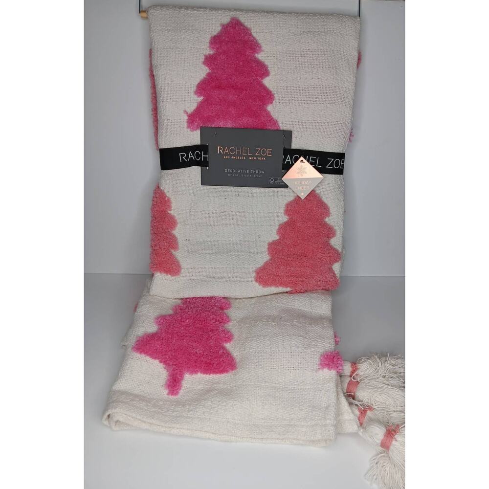 Rachel Zoe Pink Christmas Tree Throw Blanket 50"x 60"
